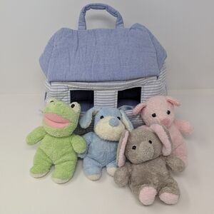 Pottery Barn Kids Noah's Ark Baby Rattles Frog Pig Elephant Dog Plush